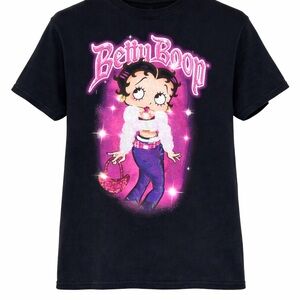 Betty Boop Black Tee with Pink and Purple Highlights